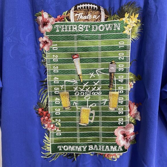 Tommy Bahama Large Embroidered Thirst Down SS Blue‎ Button Down NWT - Picture 1 of 6